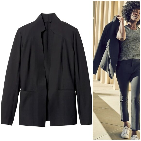 Athleta Cosmic Blazer Jacket Black size 10 Athleisure Office Minimalist 350837 - Picture 2 of 15